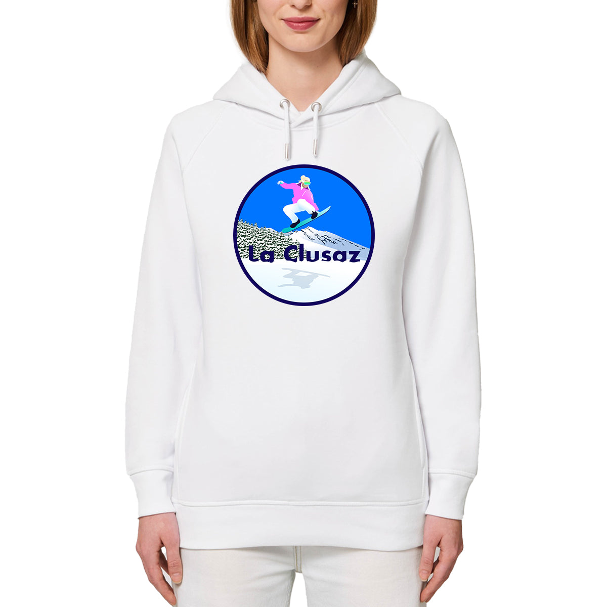 Sweatshirt à capuche Femme - Poches latérales - Coton BIO - La Clusaz Snow W