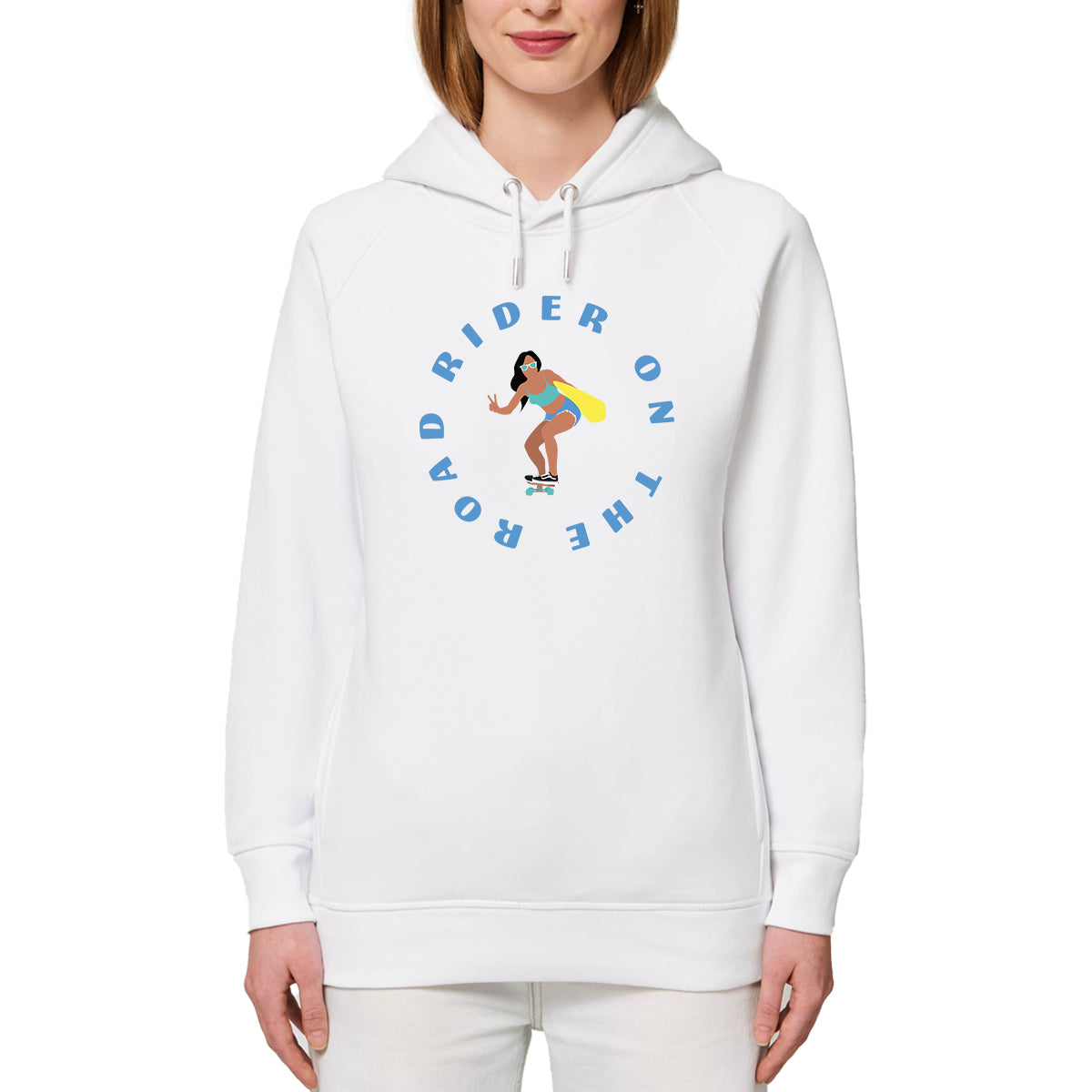 Sweatshirt à capuche Femme - Poches latérales - Coton BIO - Rider on the road