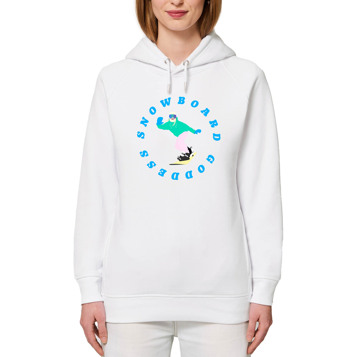 Sweatshirt à capuche Femme - Poches latérales - Coton BIO - Snowboard goddess