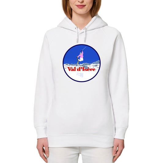 Sweatshirt à capuche Femme - Poches latérales - Coton BIO - Val d'Isère Ski W