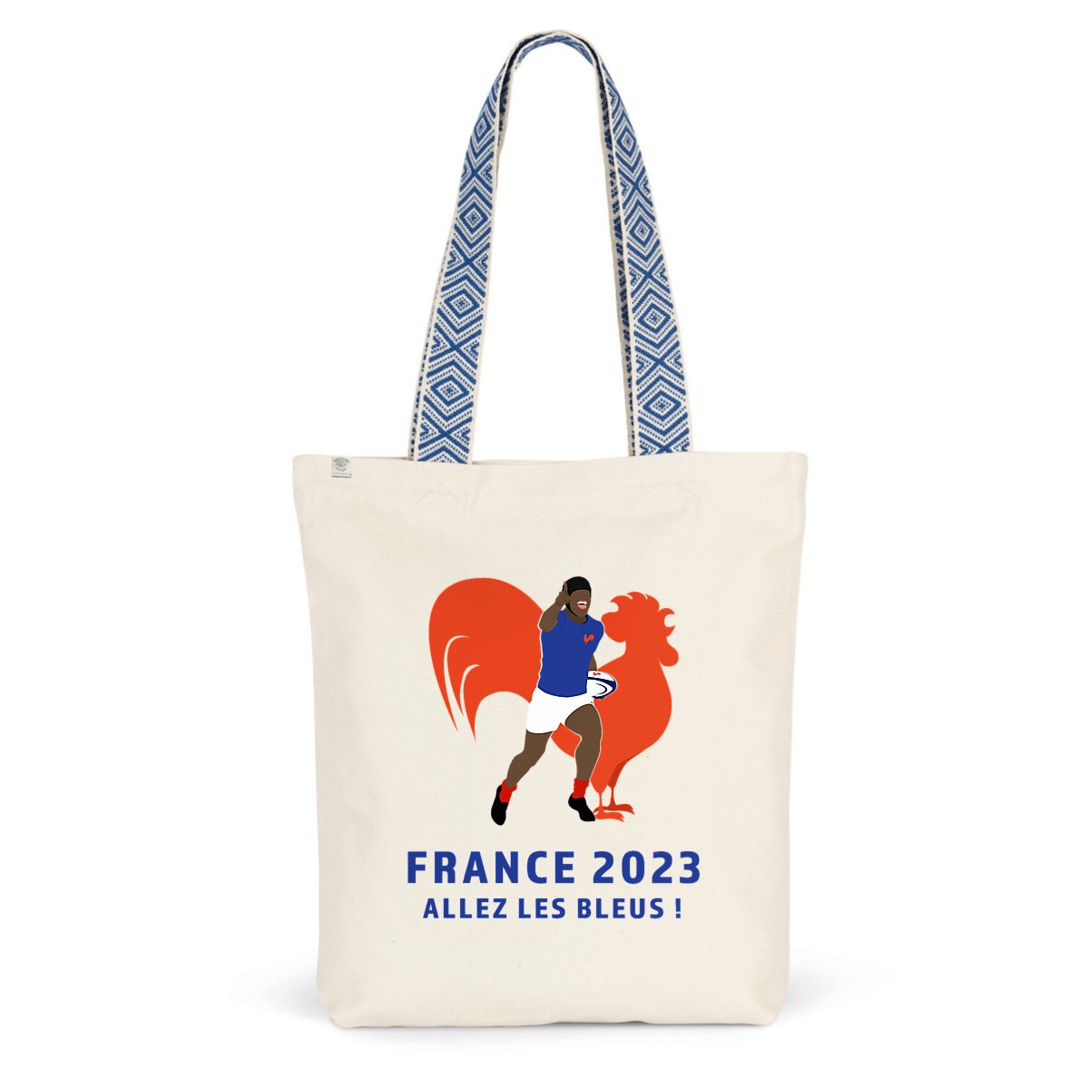 Totebag ethnique - Coton recyclé - Allez les bleus
