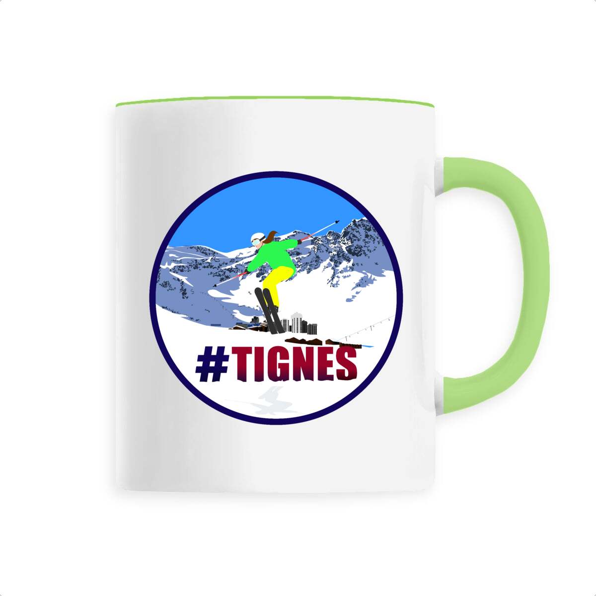 Mug céramique - Anse colorée - 330 ml - Tignes Ski W