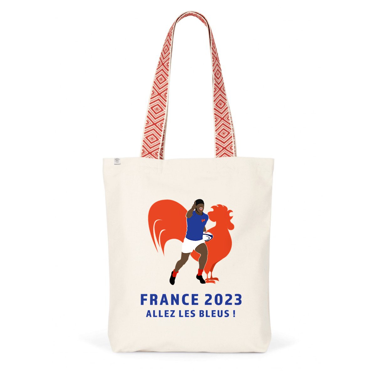 Totebag ethnique - Coton recyclé - Allez les bleus
