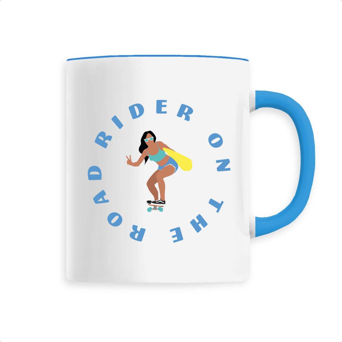 Mug céramique - Anse colorée - 330 ml - Rider on the road