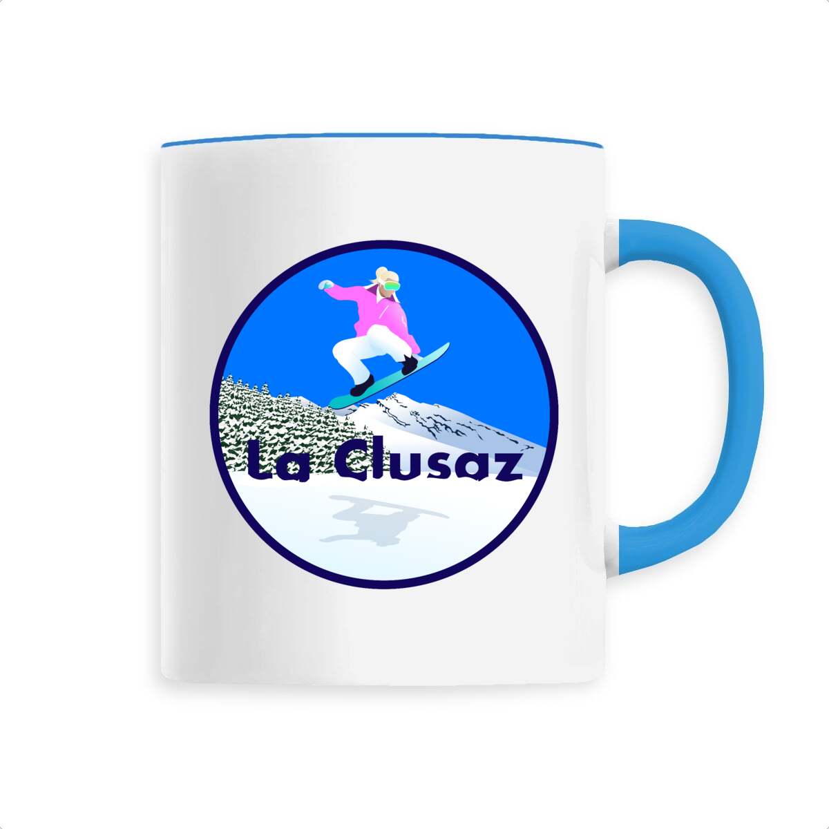 Mug céramique - Anse colorée - 330 ml - La Clusaz Snow W