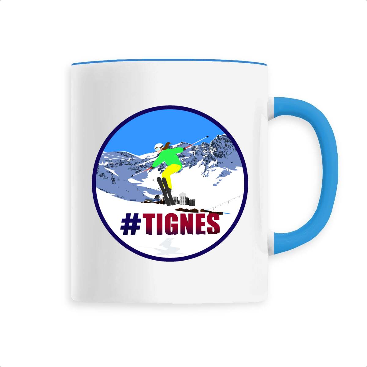 Mug céramique - Anse colorée - 330 ml - Tignes Ski W