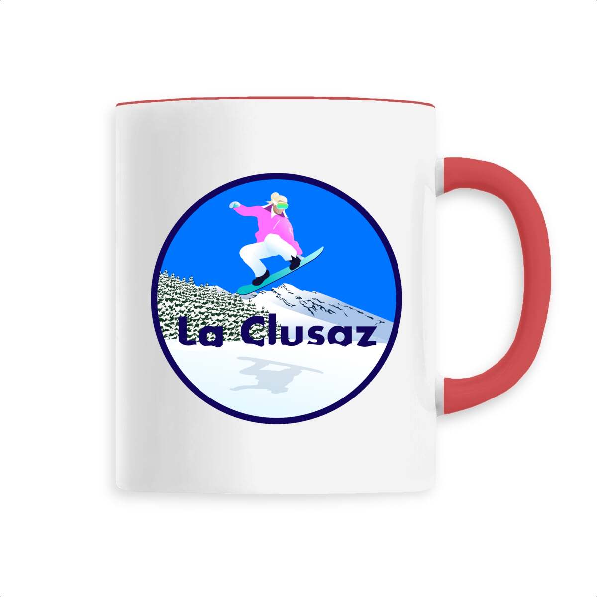 Mug céramique - Anse colorée - 330 ml - La Clusaz Snow W