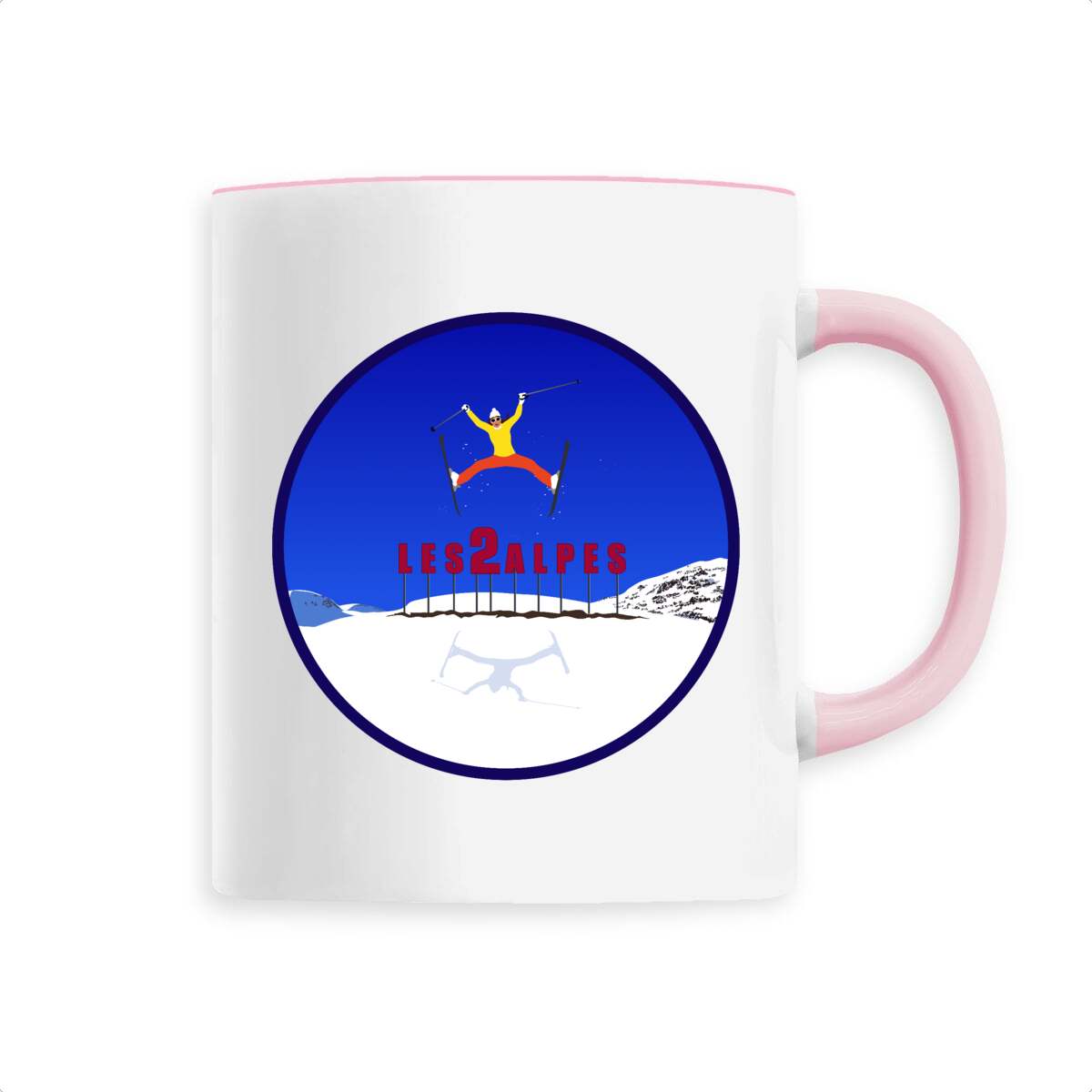 Mug céramique - Anse colorée - 330 ml - Les 2 Alpes Ski W