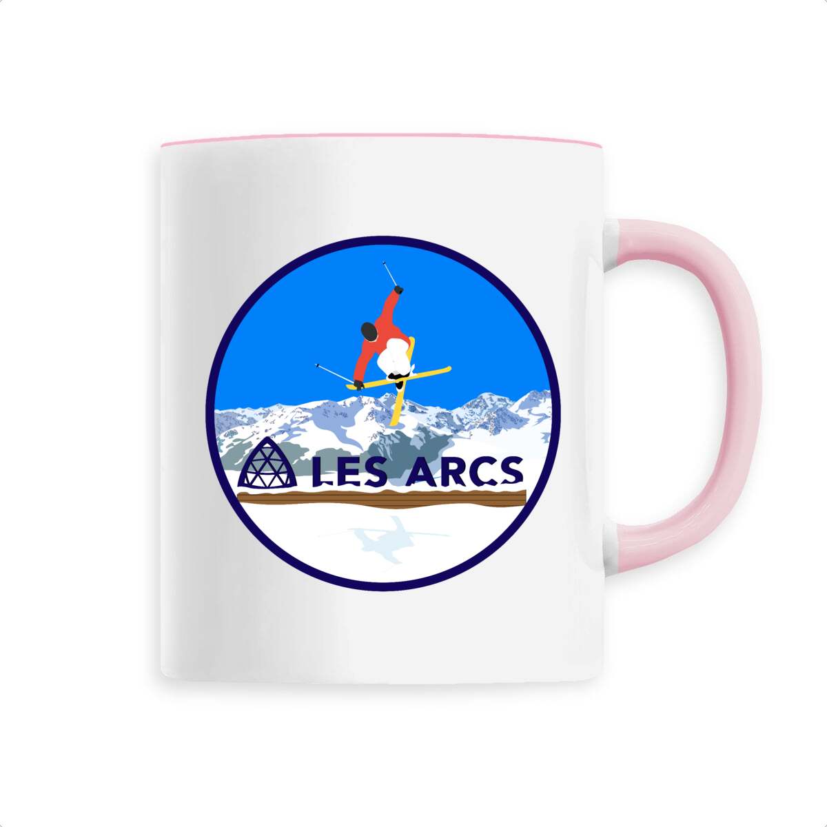 Mug céramique - Anse colorée - 330 ml - Les Arcs Ski H