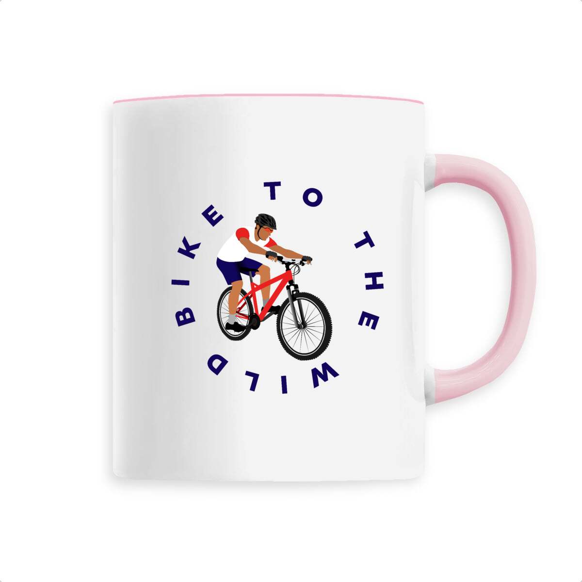 Mug céramique - Anse colorée - 330 ml - Vélo trail