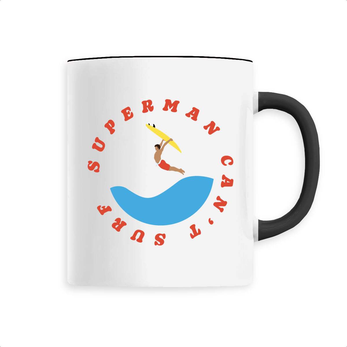 Mug céramique - Anse colorée - 330 ml - Superman can't surf