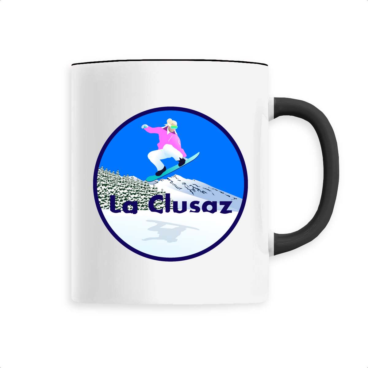 Mug céramique - Anse colorée - 330 ml - La Clusaz Snow W