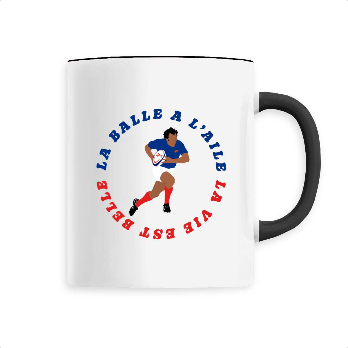 Mug céramique - Anse colorée - 330 ml - La balle à l'aile