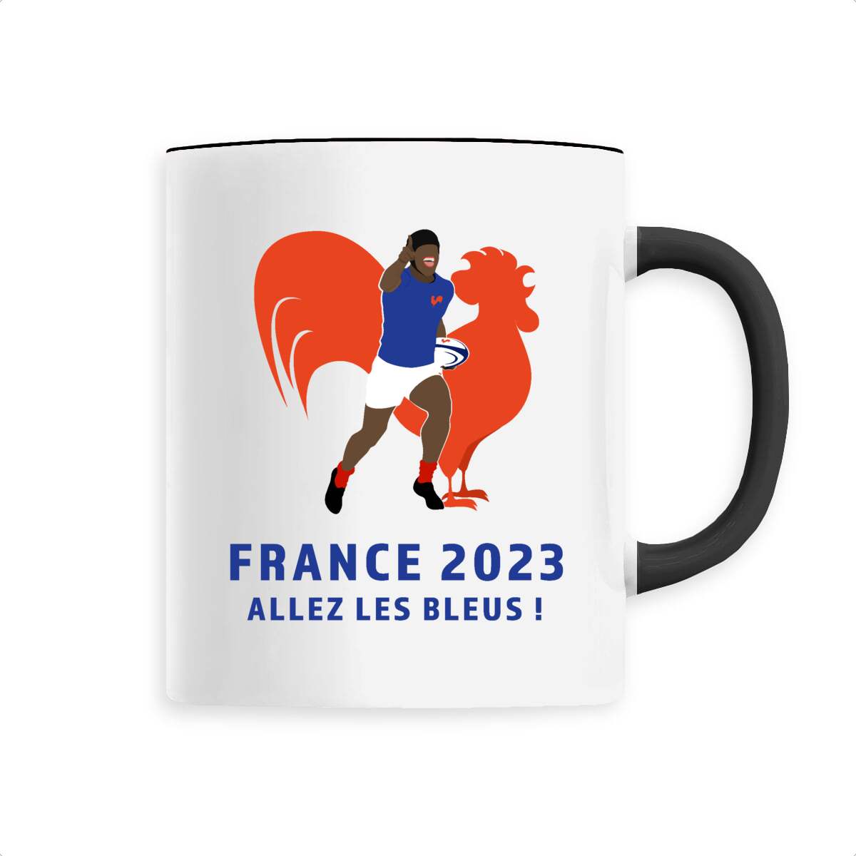 Mug céramique - Anse colorée - 330 ml - Allez les bleus