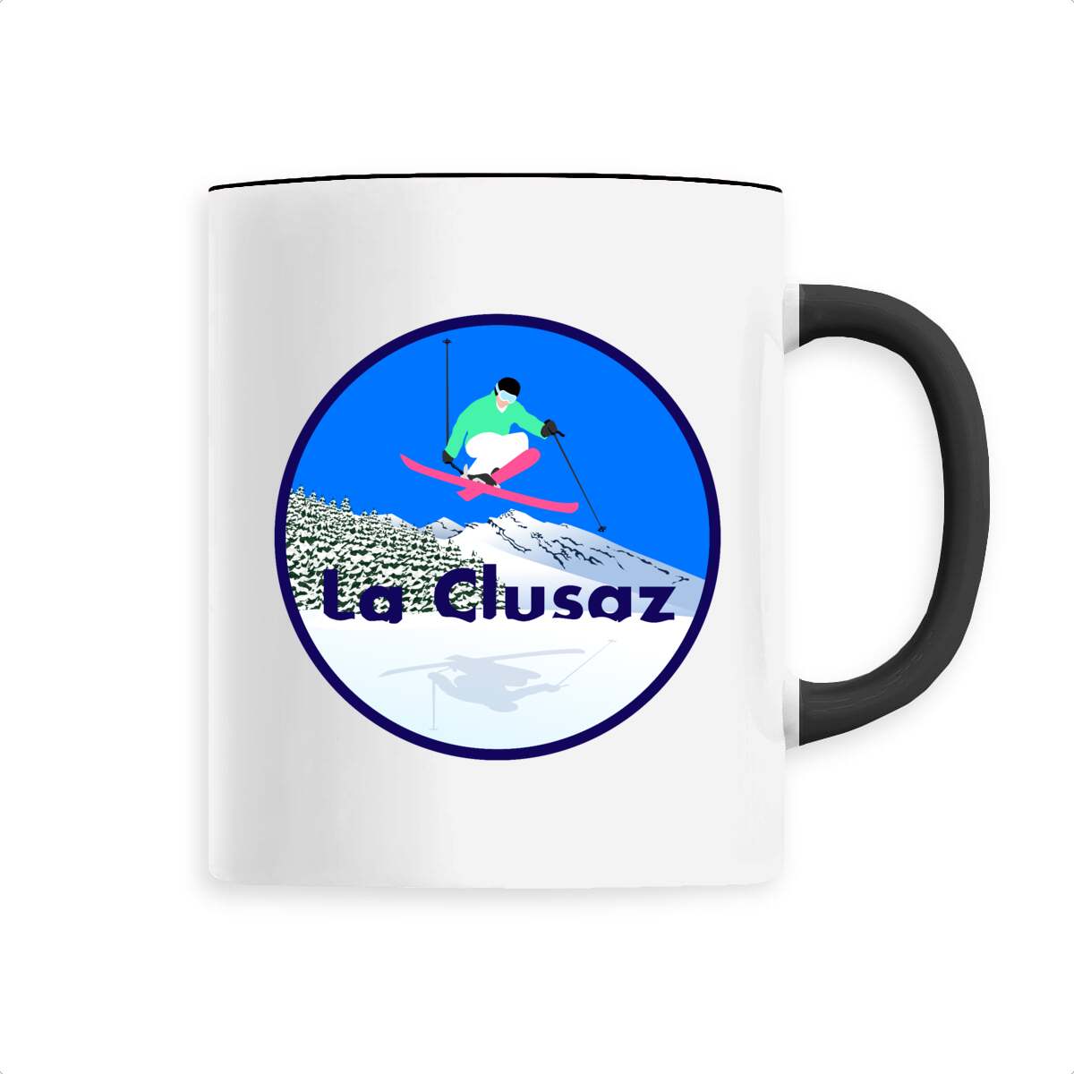 Mug céramique - Anse colorée - 330 ml - La Clusaz Ski H