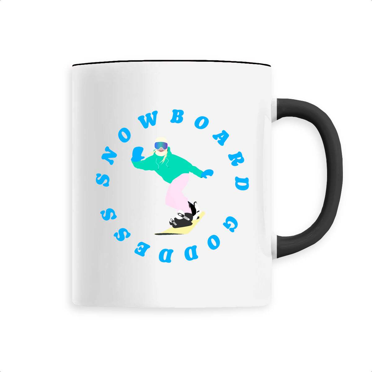 Mug céramique - Anse colorée - 330 ml - Snowboard goddess