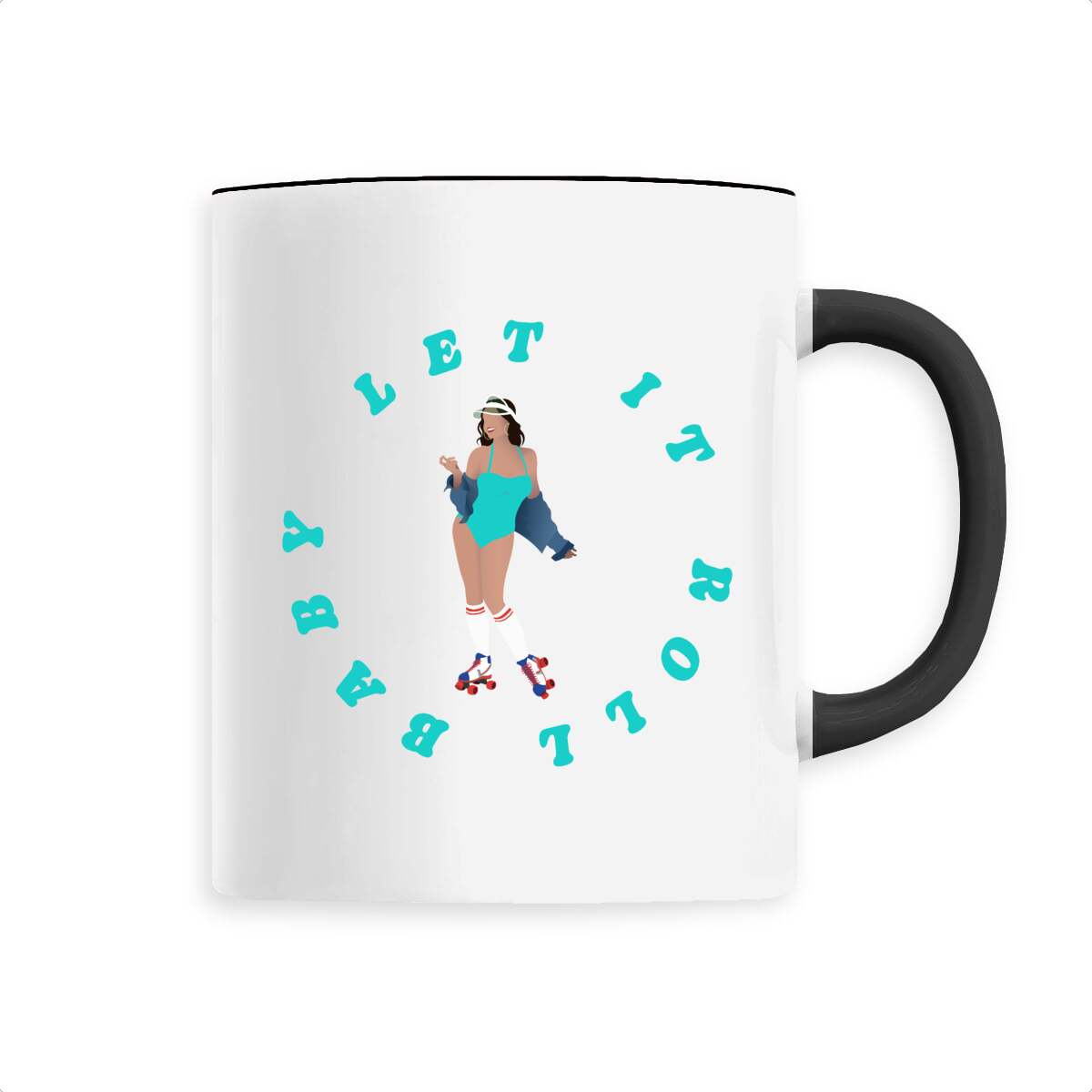 Mug céramique - Anse colorée - 330 ml - Let it roll baby