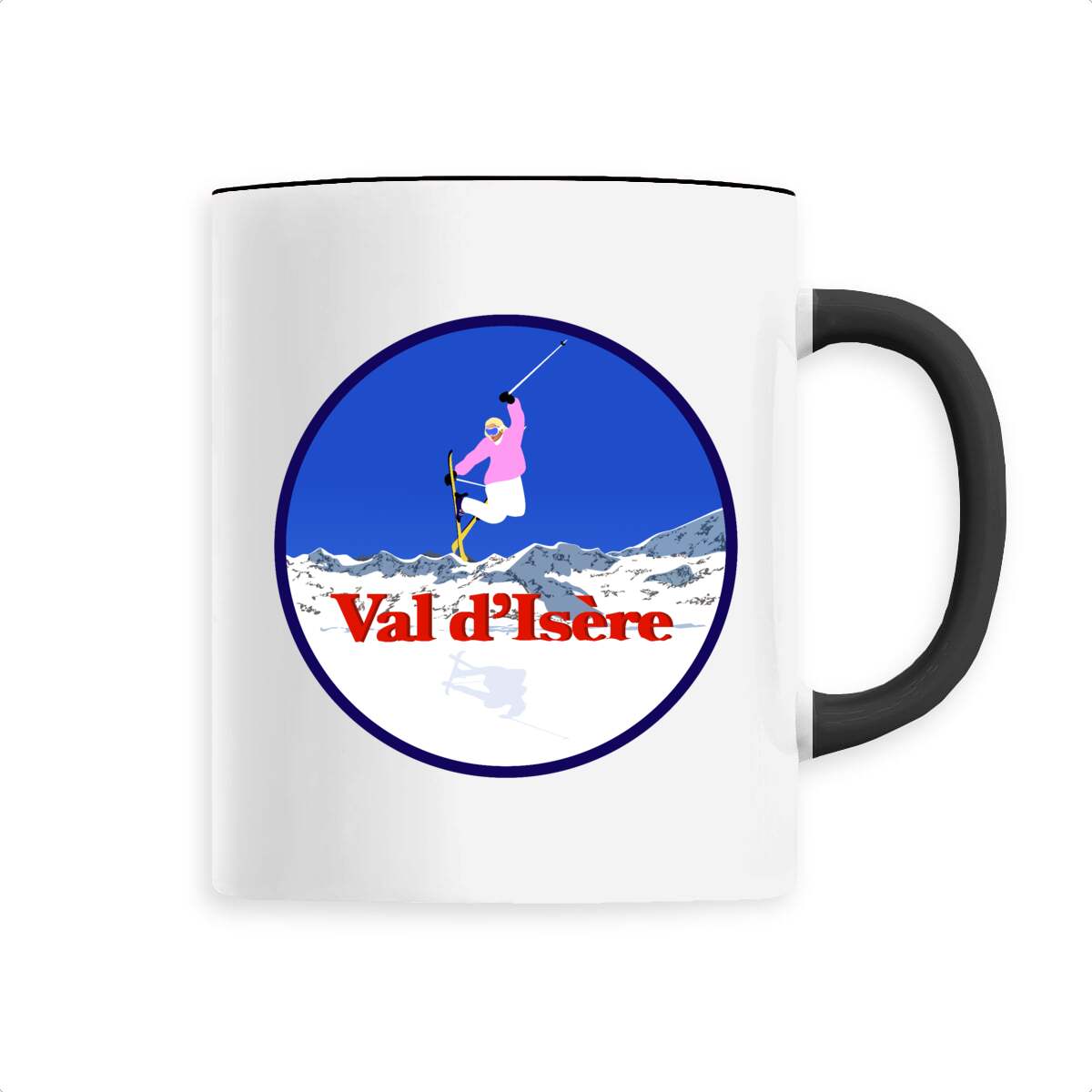 Mug céramique - Anse colorée - 330 ml - Val d'Isère Ski W