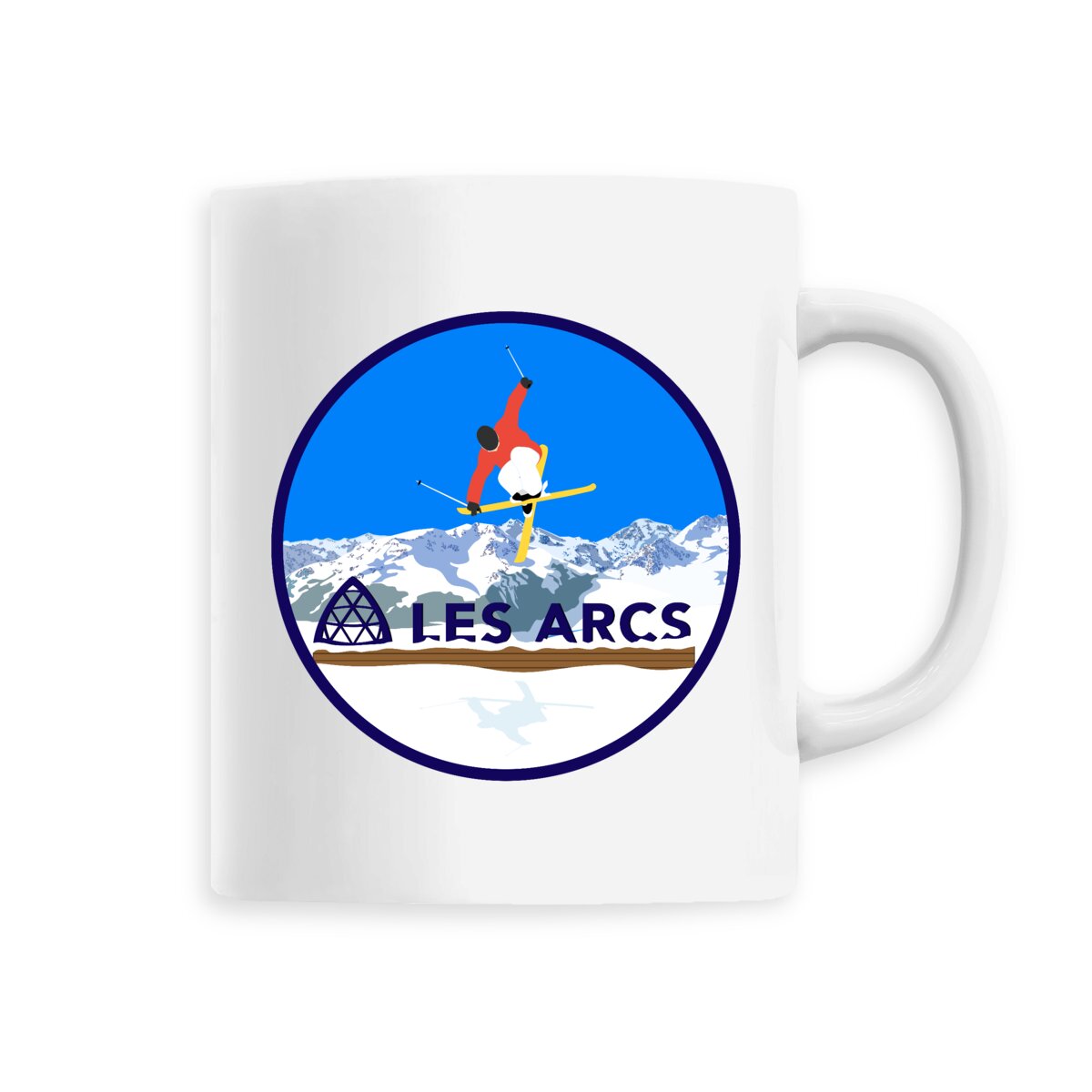 Mug céramique - Anse colorée - 330 ml - Les Arcs Ski H