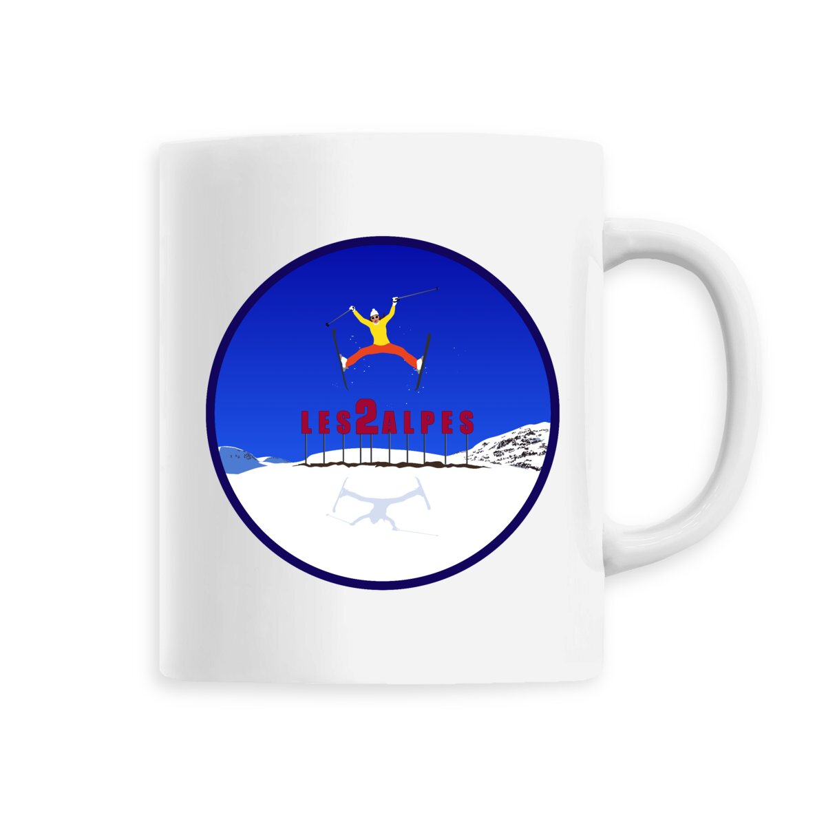 Mug céramique - Anse colorée - 330 ml - Les 2 Alpes Ski W