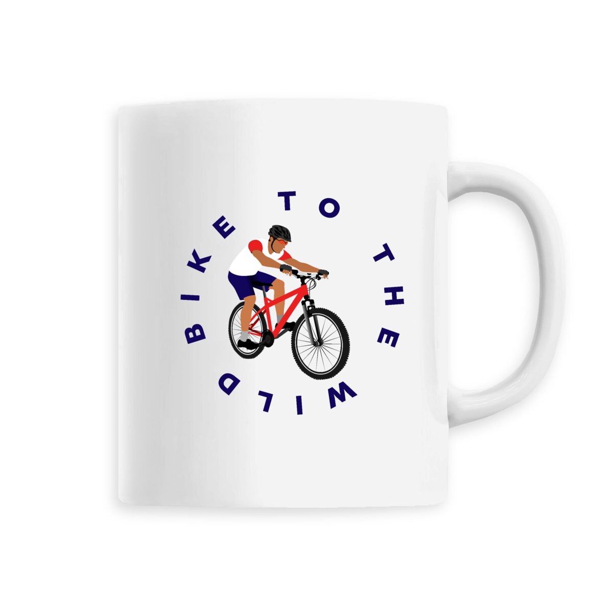 Mug céramique - Anse colorée - 330 ml - Vélo trail