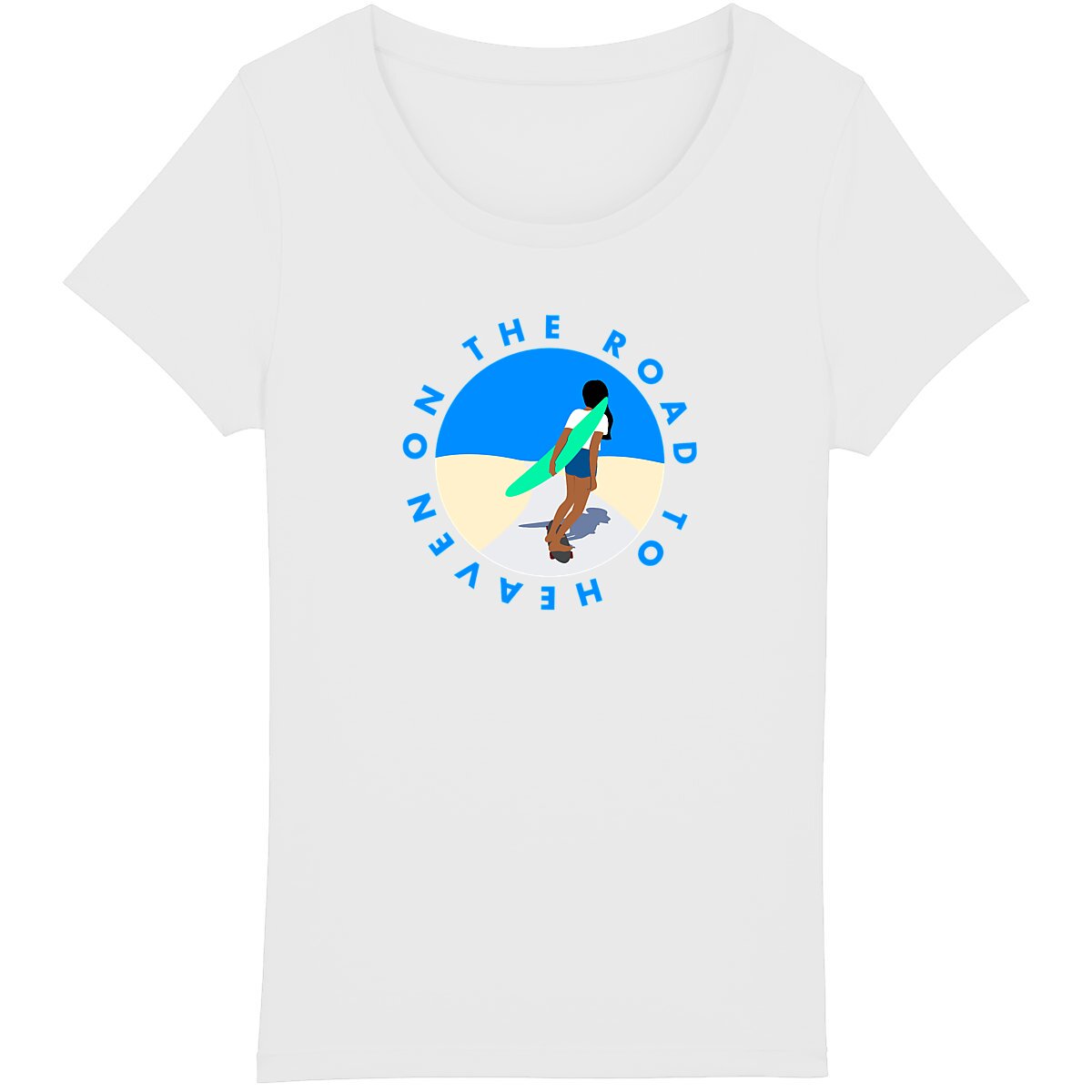 T-shirt Femme - Coupe Classique- 100% coton BIO - On the road to heaven