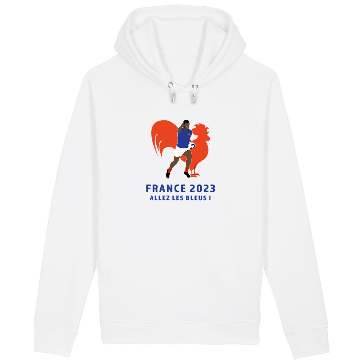 Sweatshirt à capuche Homme - Poches latérales - Coton BIO - Allez les bleus