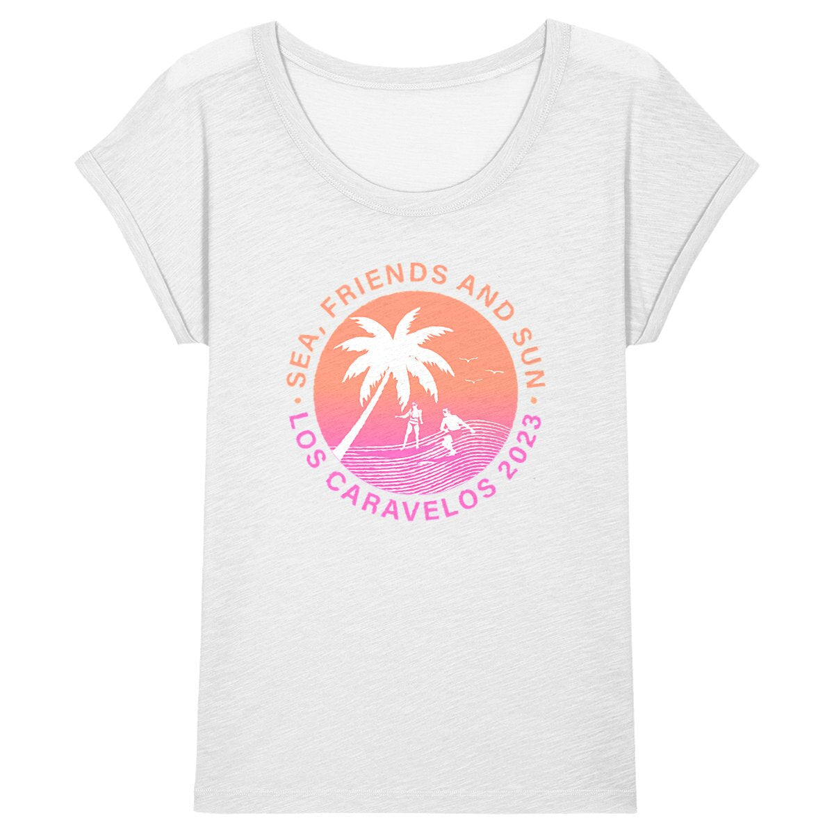 T-shirt Femme - Manches retroussées - 100% Coton BIO - Los Caravelos