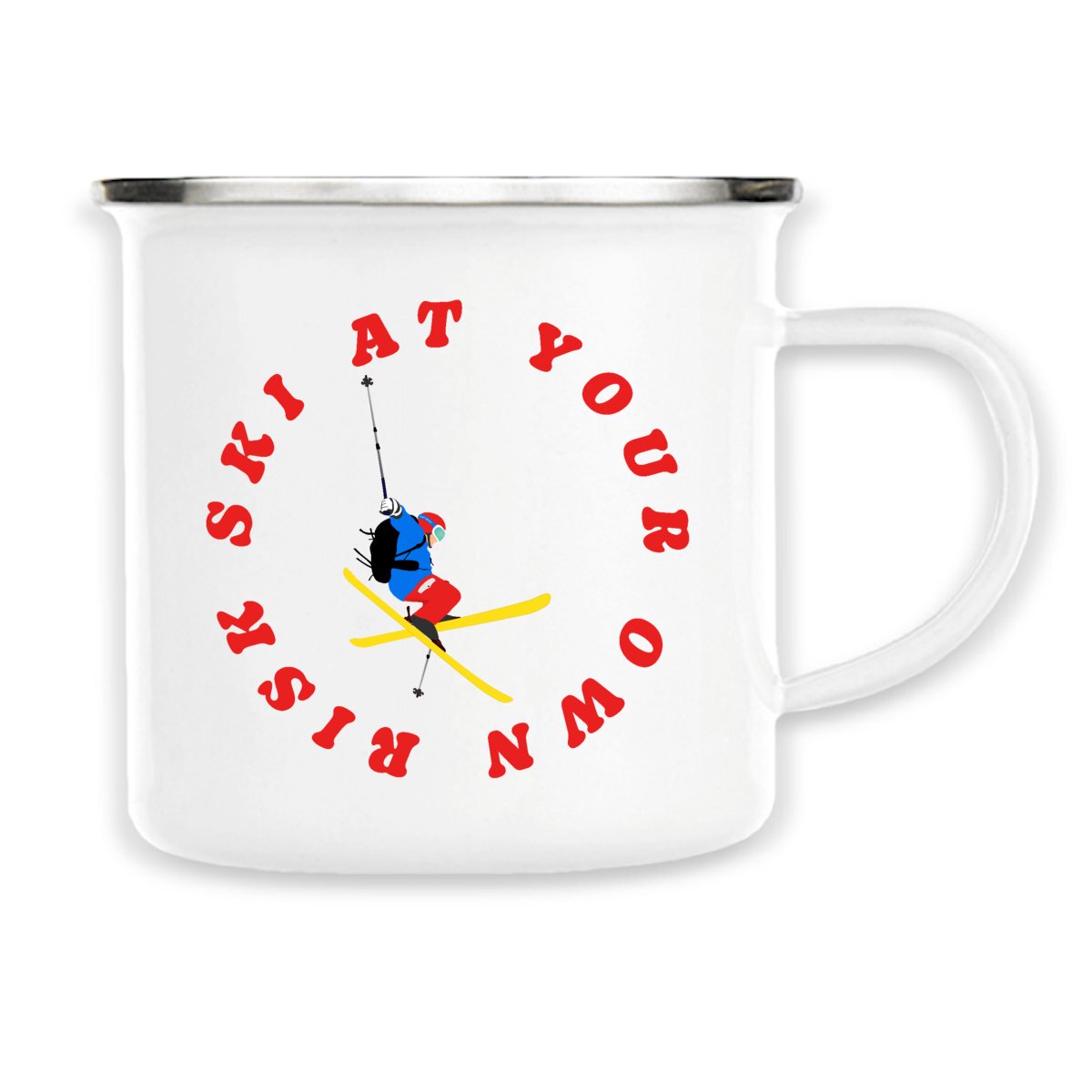 Mug métallique émaillé - 300 ml - Ski at your own risk