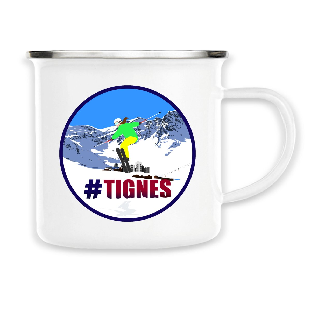 Mug métallique émaillé - 300 ml - Tignes Ski W