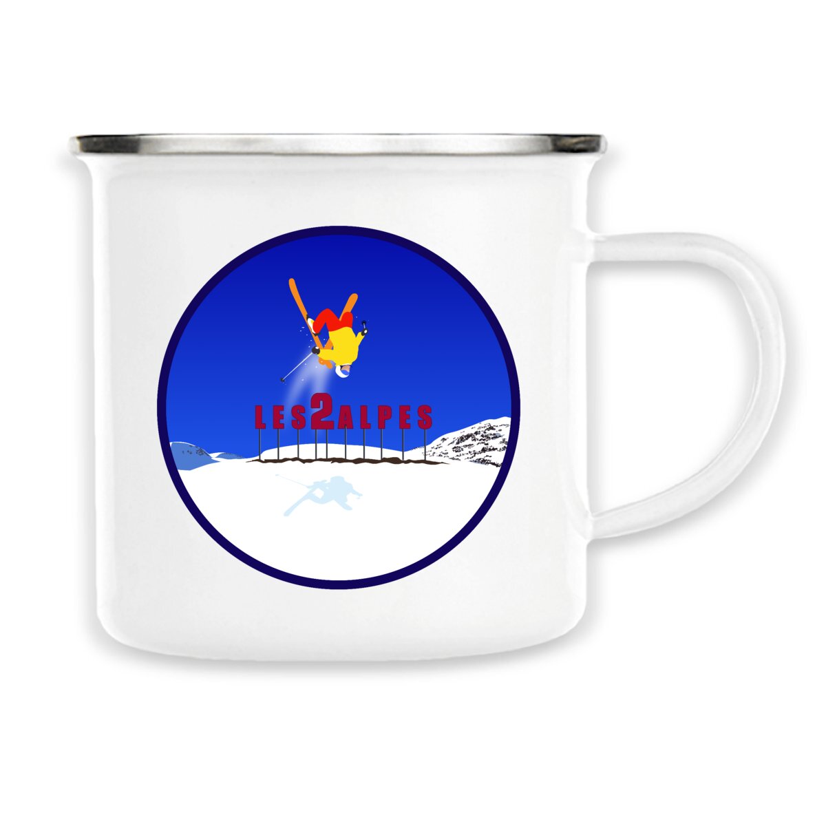 Mug métallique émaillé - 300 ml - Les 2 Alpes Ski H