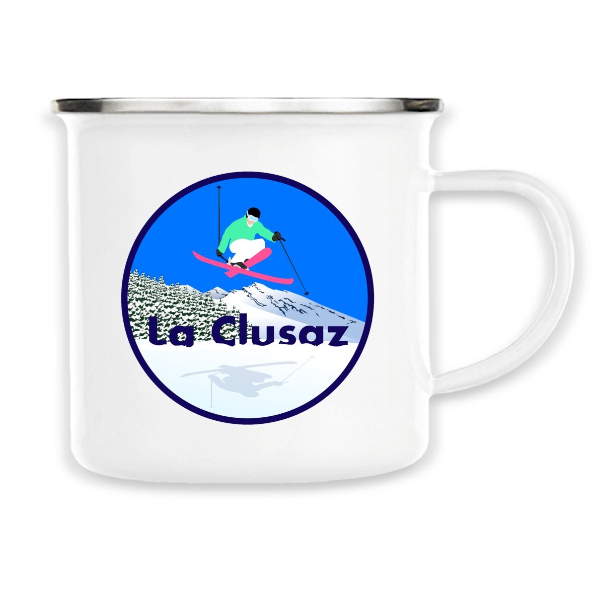 Mug métallique émaillé - 300 ml - La Clusaz Ski H