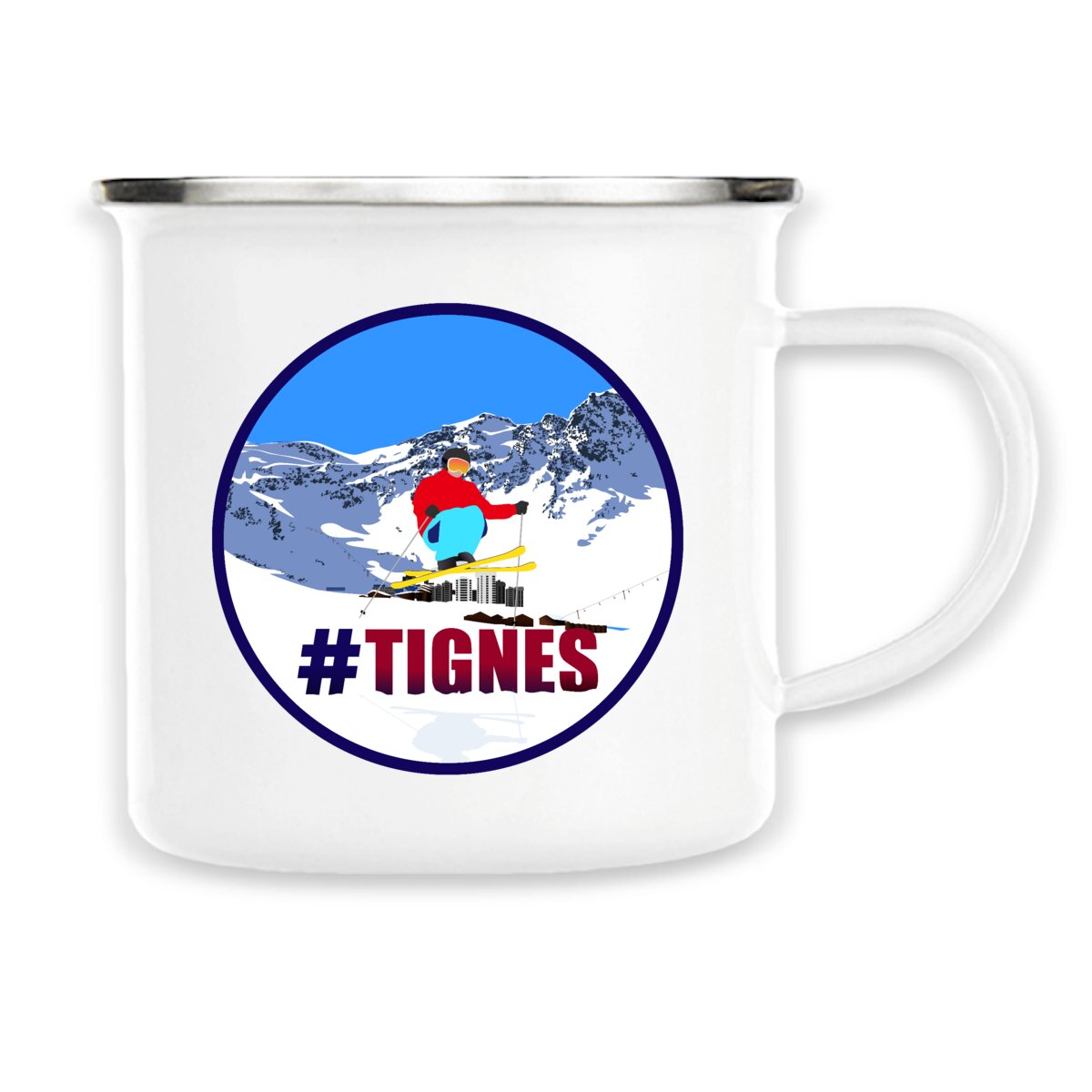 Mug métallique émaillé - 300 ml - Tignes Ski H