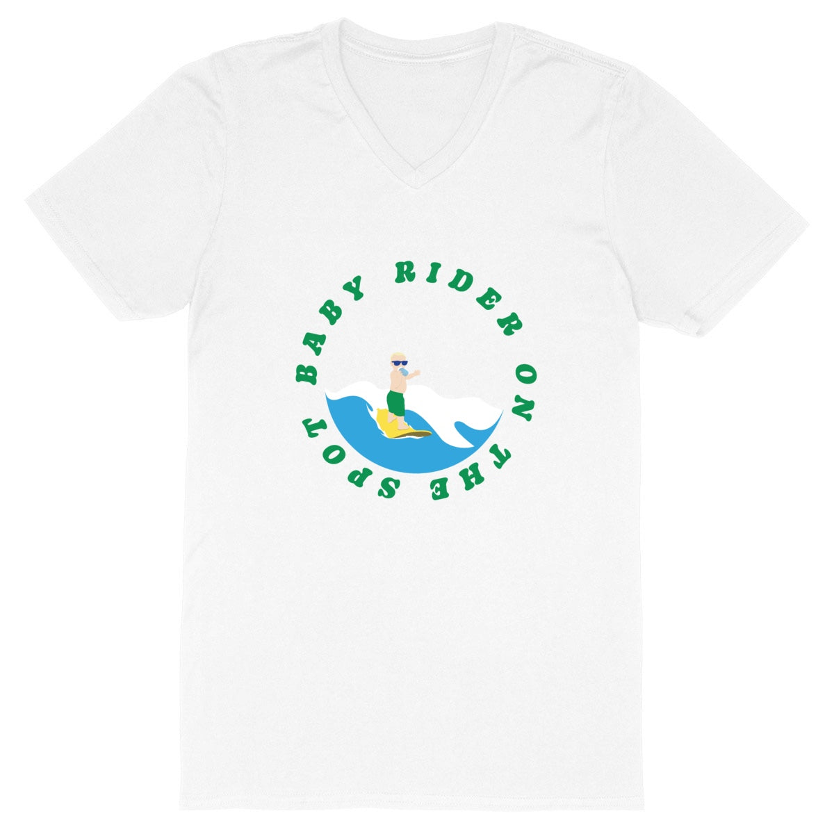 T-shirt Homme - Col V - 100% Coton BIO - Baby rider on the spot