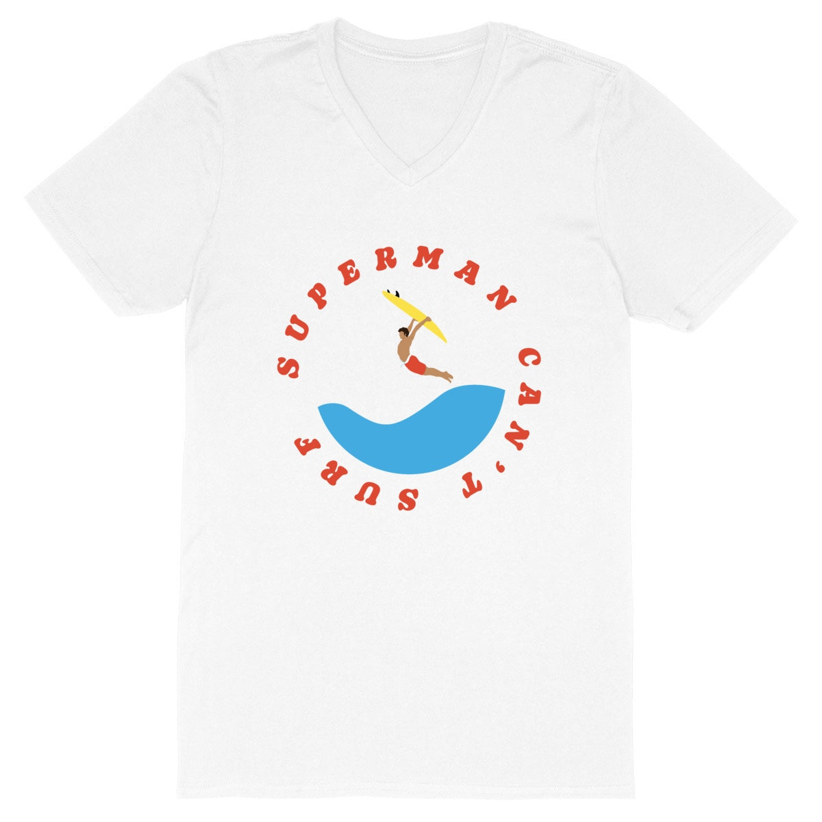 T-shirt Homme - Col V - 100 % coton BIO - Superman can't surf