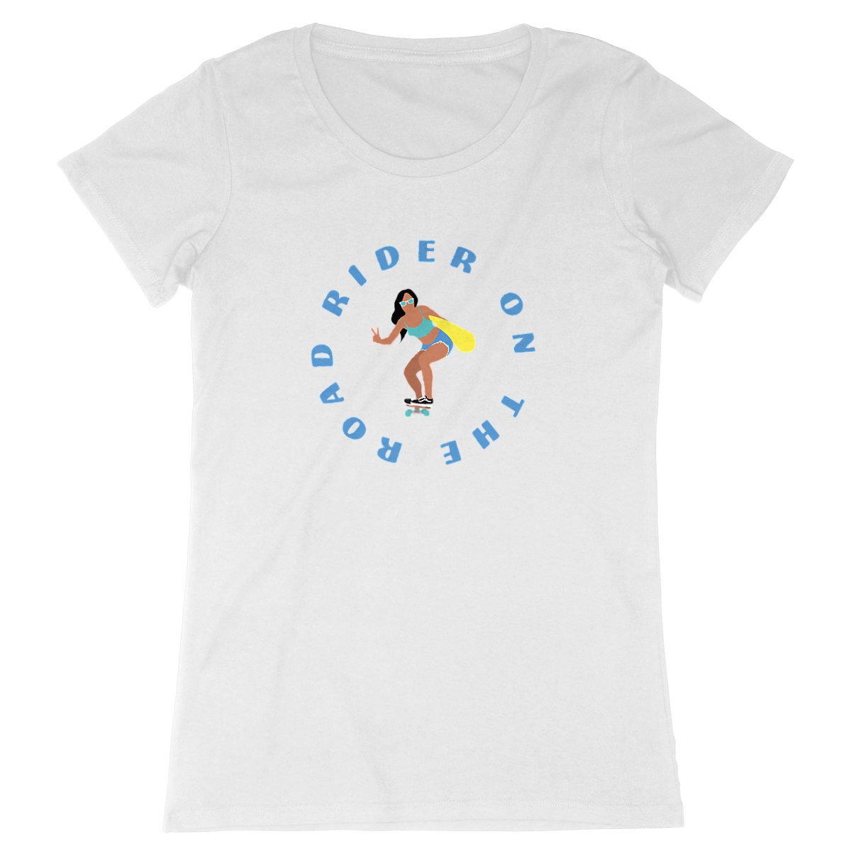 T-shirt Femme - Coupe cintrée - 100% Coton BIO - Rider on the road