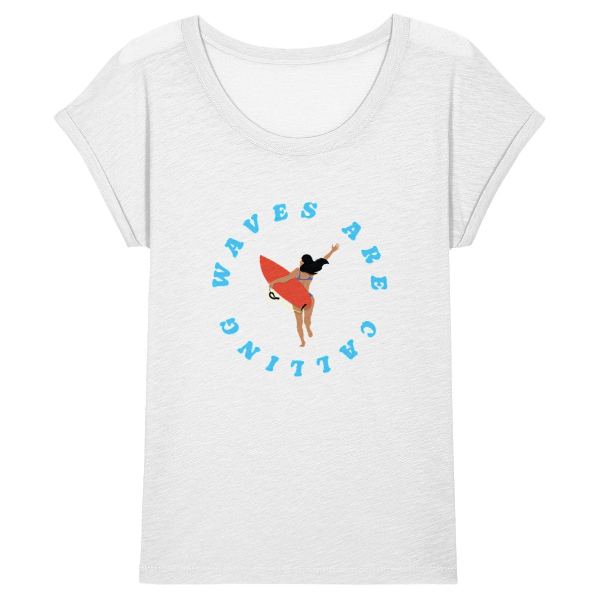 T-shirt Femme - Manches retrousées - 100% Coton BIO - Waves are calling