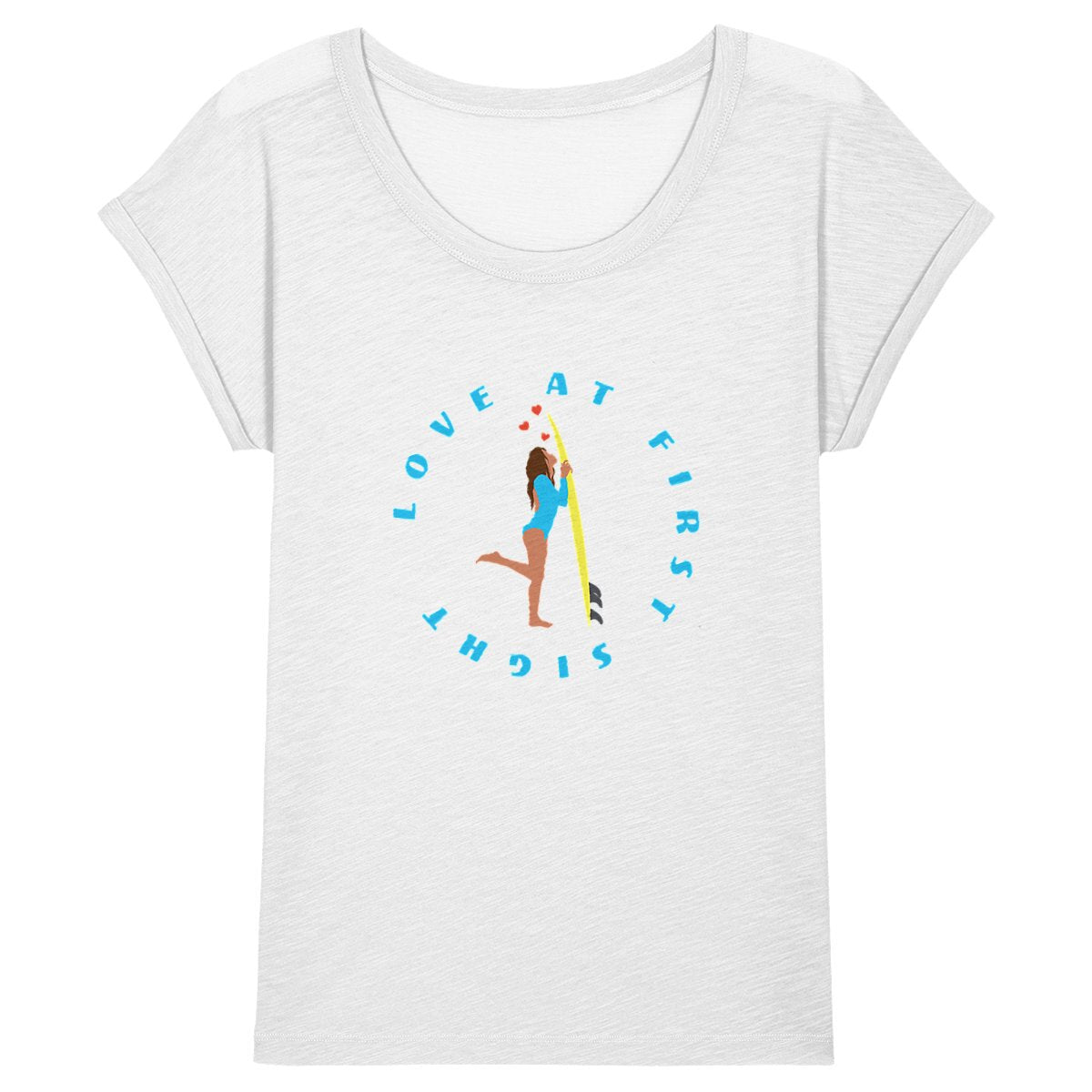 T-shirt Femme - Manches retroussées - 100% Coton BIO - Love at first sight