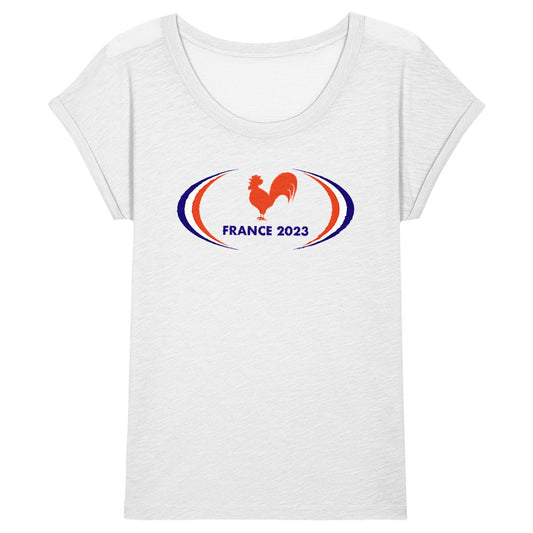 T-shirt Femme - Manches retroussées - 100% Coton BIO - France 2023