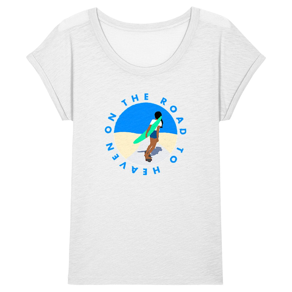 T-shirt Femme - Manches retroussées - 100% coton BIO -