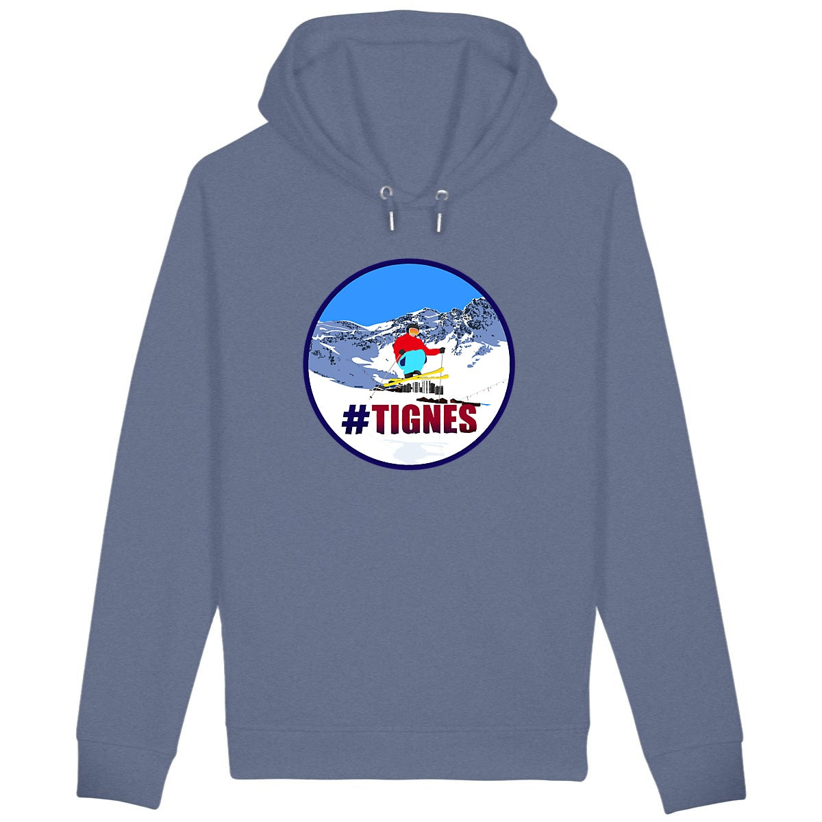 Sweatshirt à capuche Homme - Poches latérales - Coton BIO - Tignes Ski H