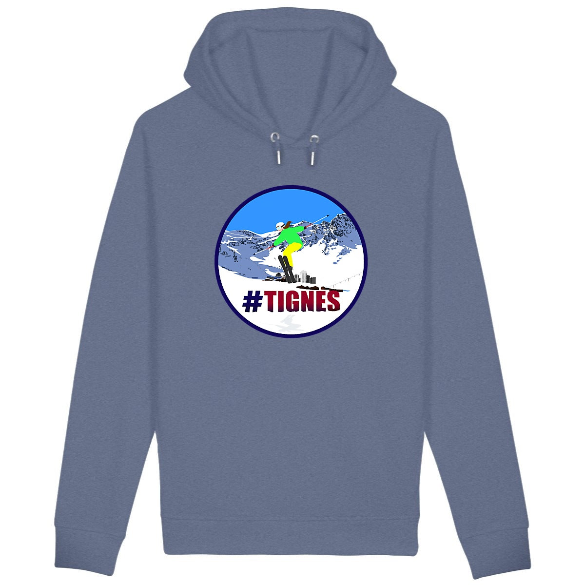 Sweatshirt à capuche Femme - Poches latérales - Coton BIO - Tignes Ski Femme