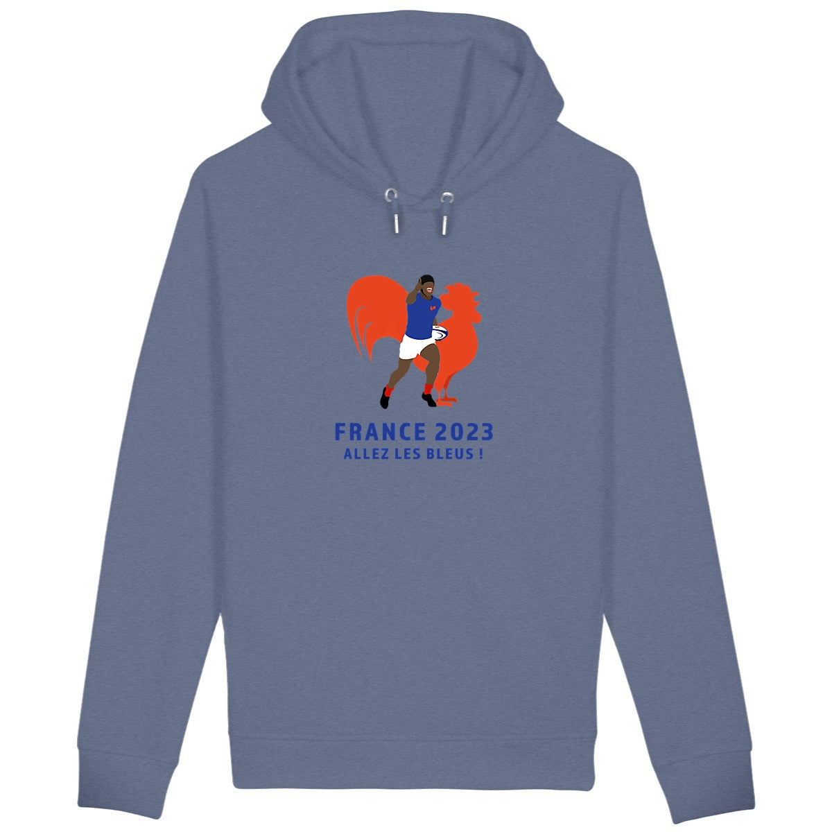 Sweatshirt à capuche Homme - Poches latérales - Coton BIO - Allez les bleus