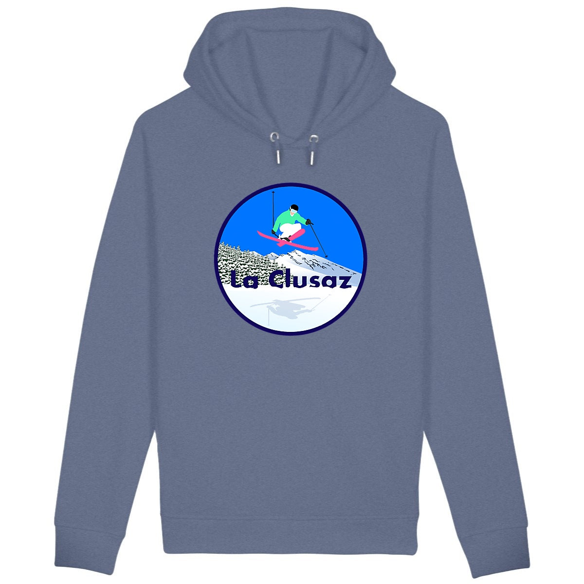 Sweatshirt à capuche Homme - Poches latérales - Coton BIO - La Clusaz Ski H