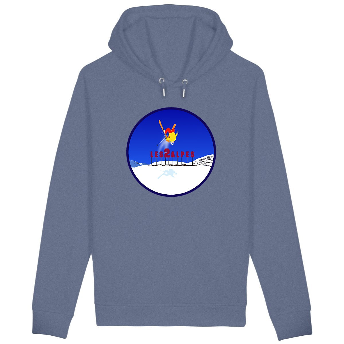 Sweatshirt à capuche Homme - Poches latérales - Coton BIO - Les 2 Alpes Ski H