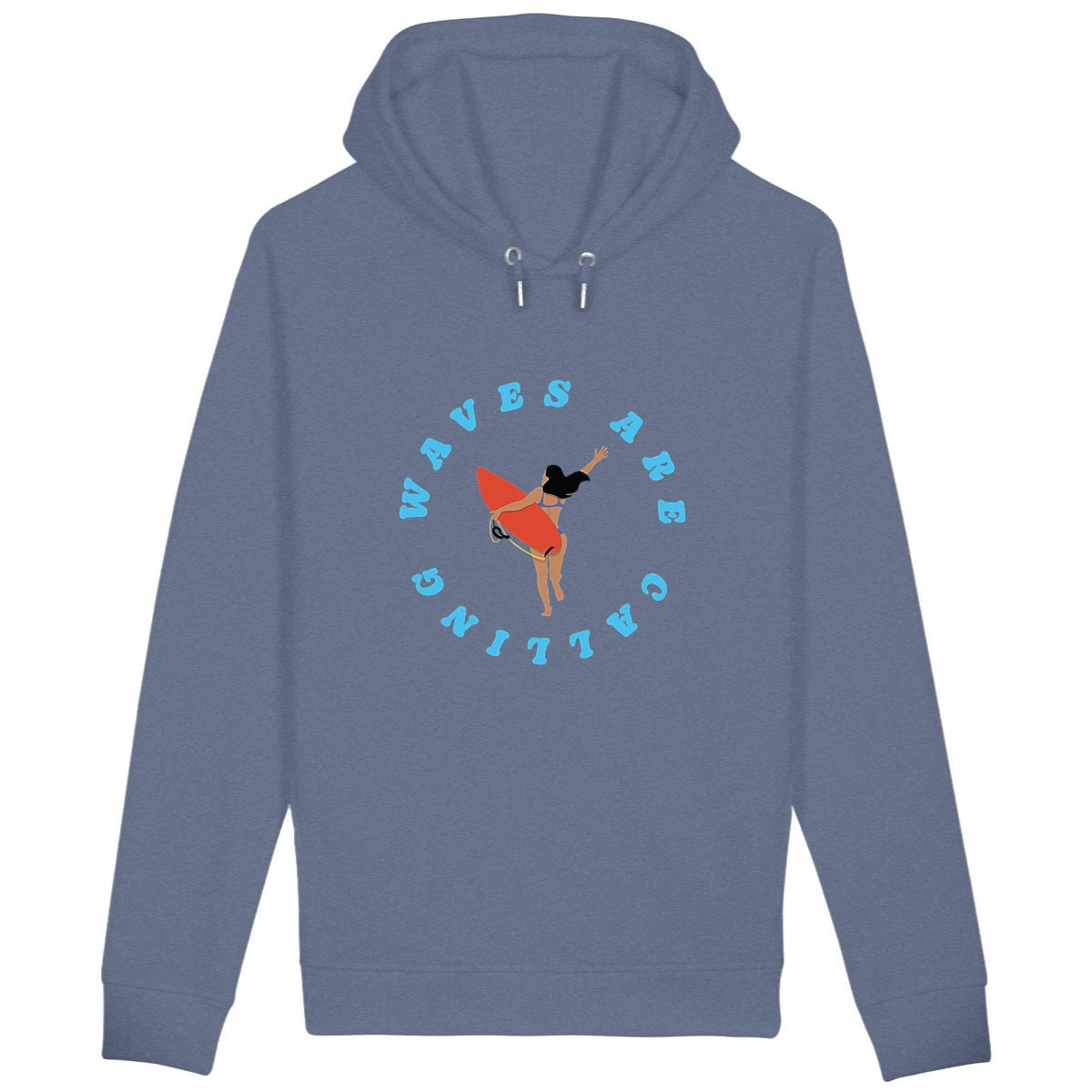 Sweatshirt à capuche Femme - Poches latérales - Coton BIO - Waves are calling