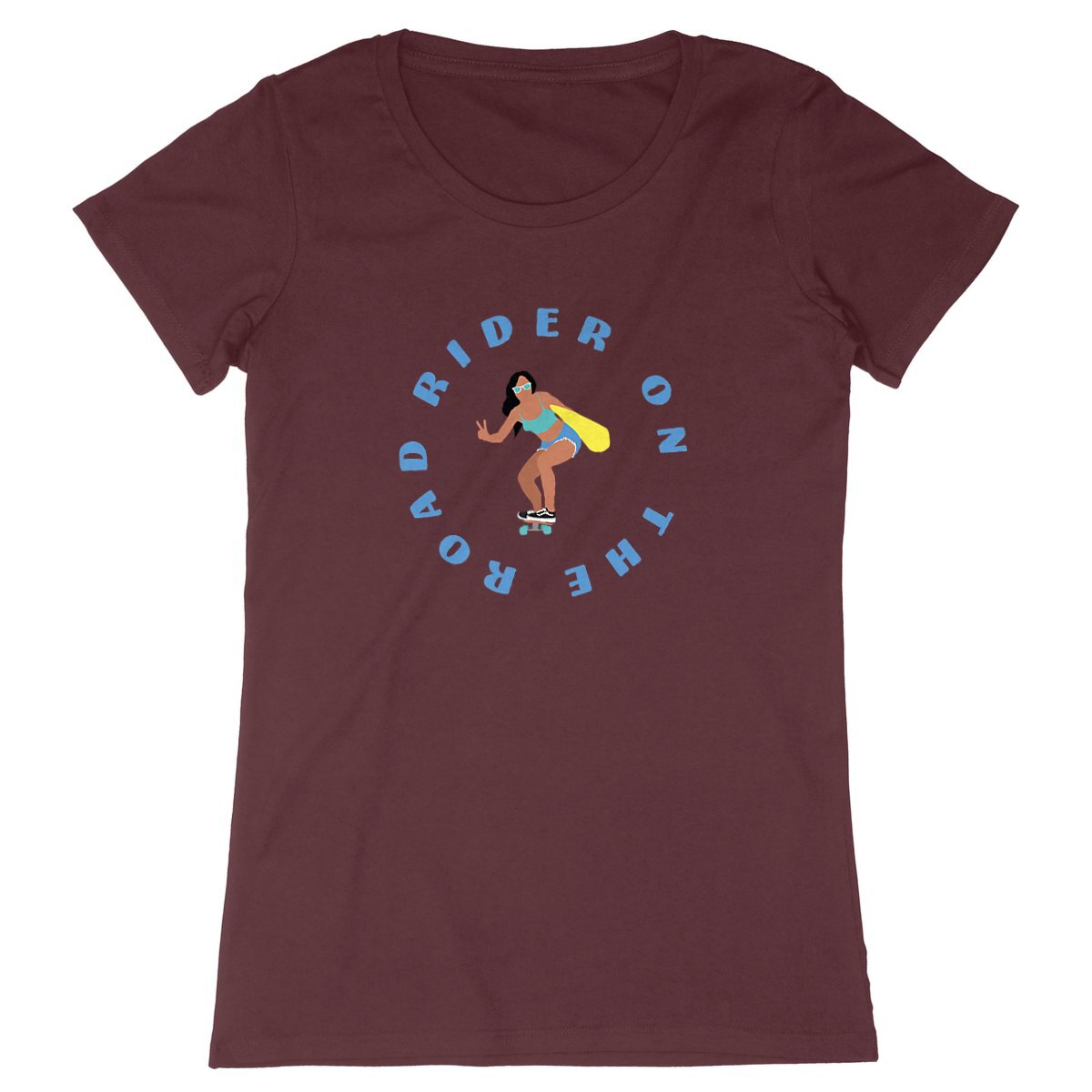 T-shirt Femme - Coupe cintrée - 100% Coton BIO - Rider on the road