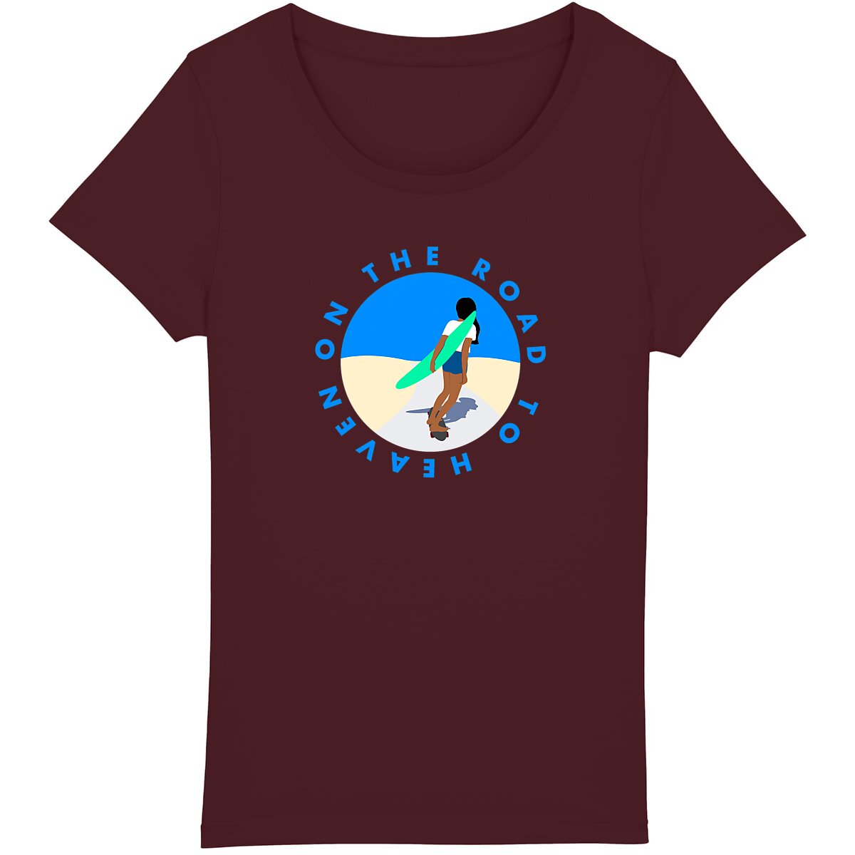 T-shirt Femme - Coupe Classique- 100% coton BIO - On the road to heaven