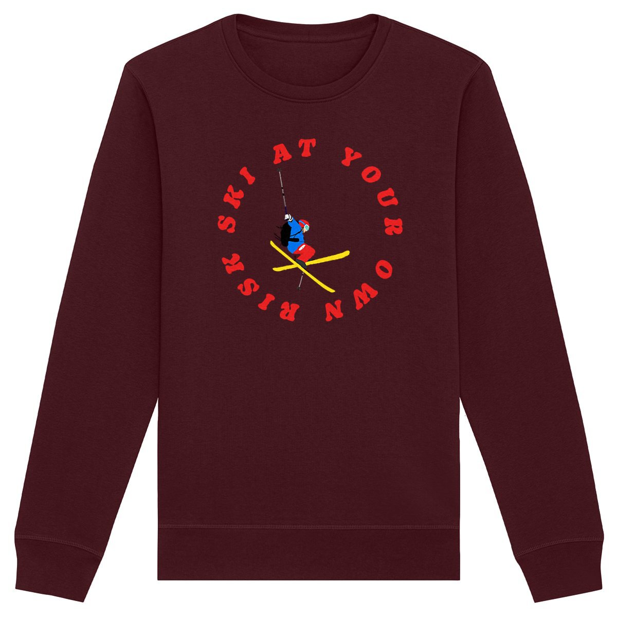 Sweatshirt Homme - Léger - Coton BIO - Ski at your own risk