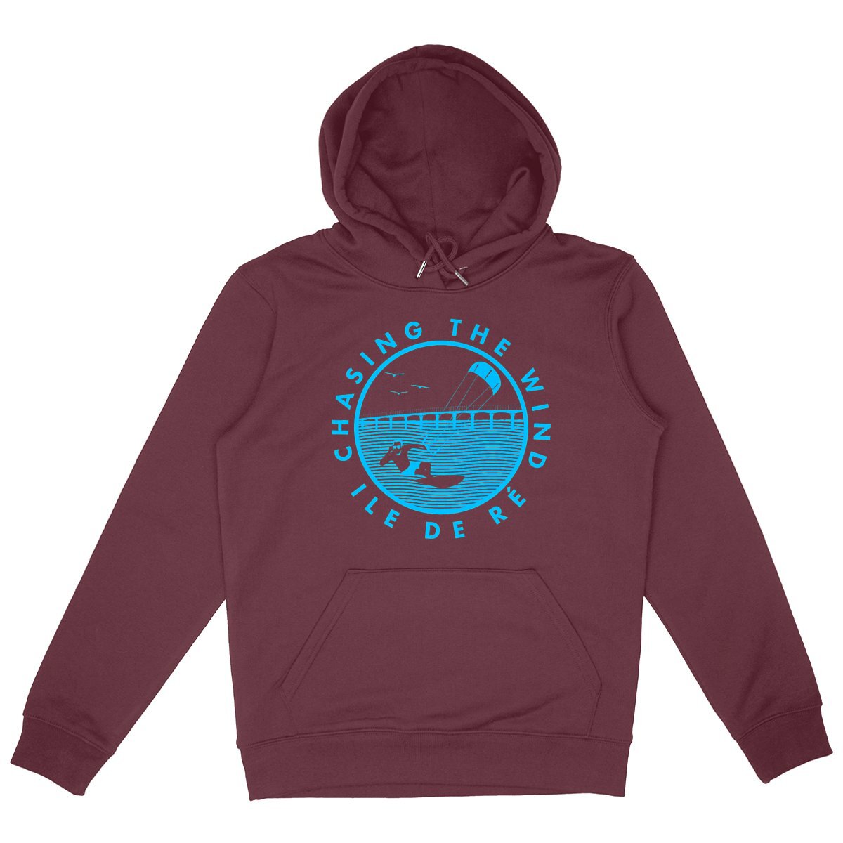 Sweatshirt à capuche Homme - Poche Kangourou - Coton BIO - Chasing the wind Kitesurf